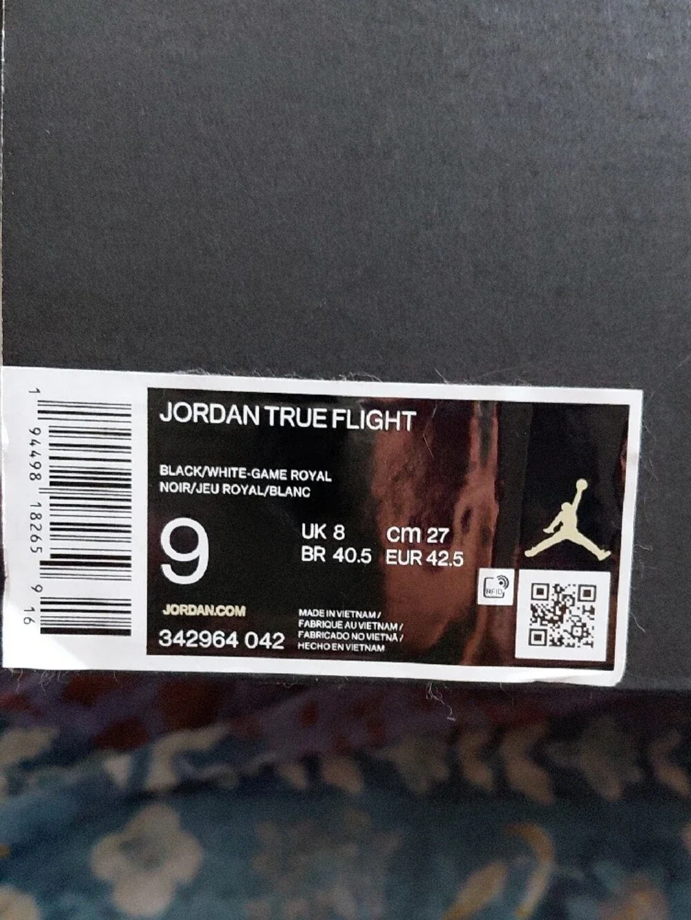 Jordan True Flight Black/White/Game Royal – Men’s Size 9